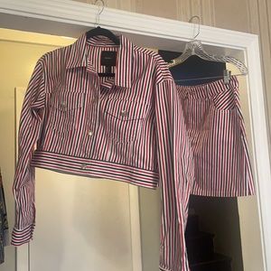 Forever 21 Red White and Blue Striped Two Piece Set